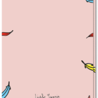 Achterkant geslaagd kaart met daarop veren van de papegaai