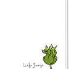 Achterkant bloemenkaart met daarop een zonnebloem in de knop, verder blanco