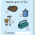 Cadeaus vaderdag. Pantoffels, luchtje, scheerset, gereedschapskist