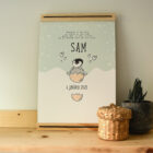 A4 poster met lijst waar je de naam en geboorte datum van het kindje op kunt zetten. Deze poster is met een draakje