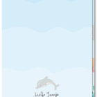 Kinder wenskaart achterkant blanco. Klein dolfijntje boven het Liefs Jansje logo