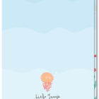 Wenskaart verjaardag kind achterkant blanco. Een kleine kwal boven het logo van Liefs Jansje