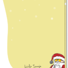 Achterkant kerstkaart rappy met een kleine coole kerstman en voor de rest blanco